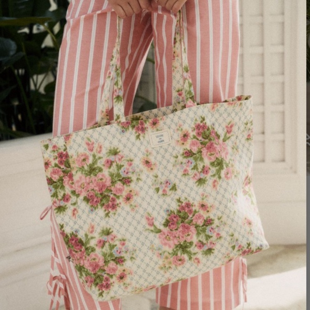 NWOT Sezane Andion pink canvas tote bag